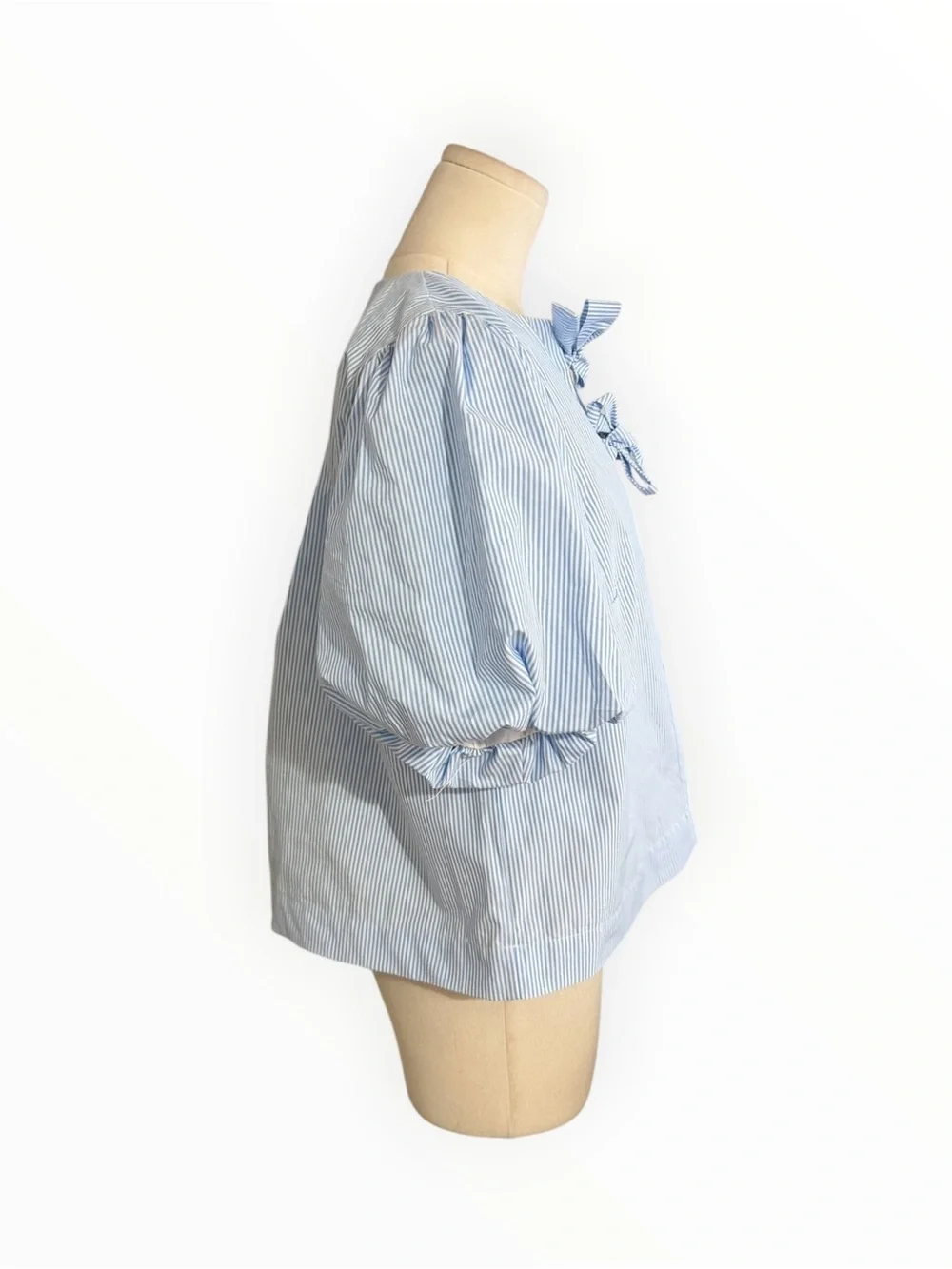 KATE SPADE X Target Striped Puff Sleeve Bow Blouse Top Shirt Blue S Nautical